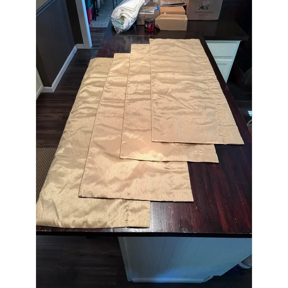 Faux Silk Champagne Gold Window Valances - 16x51 - Rod Pocket - Set of 4